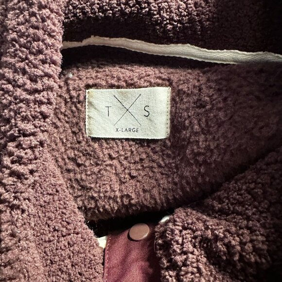 TS X-Large Bordeaux Fleece Pullover Jacket 100% Polyester Shell With Pockets - Picture 3 of 10